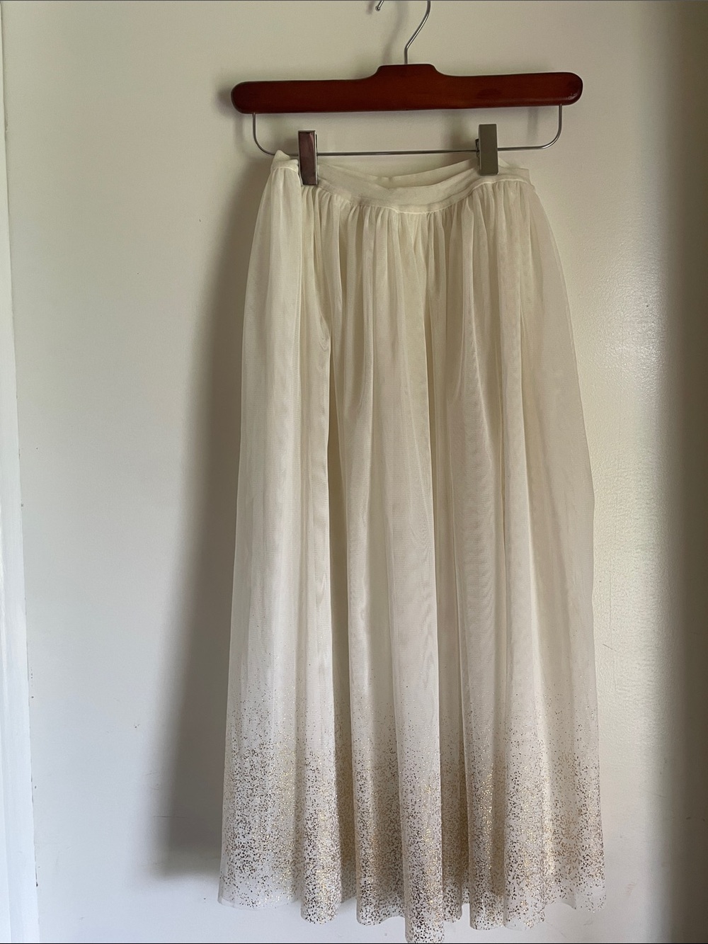 Girls White & Gold Maxi Skirt